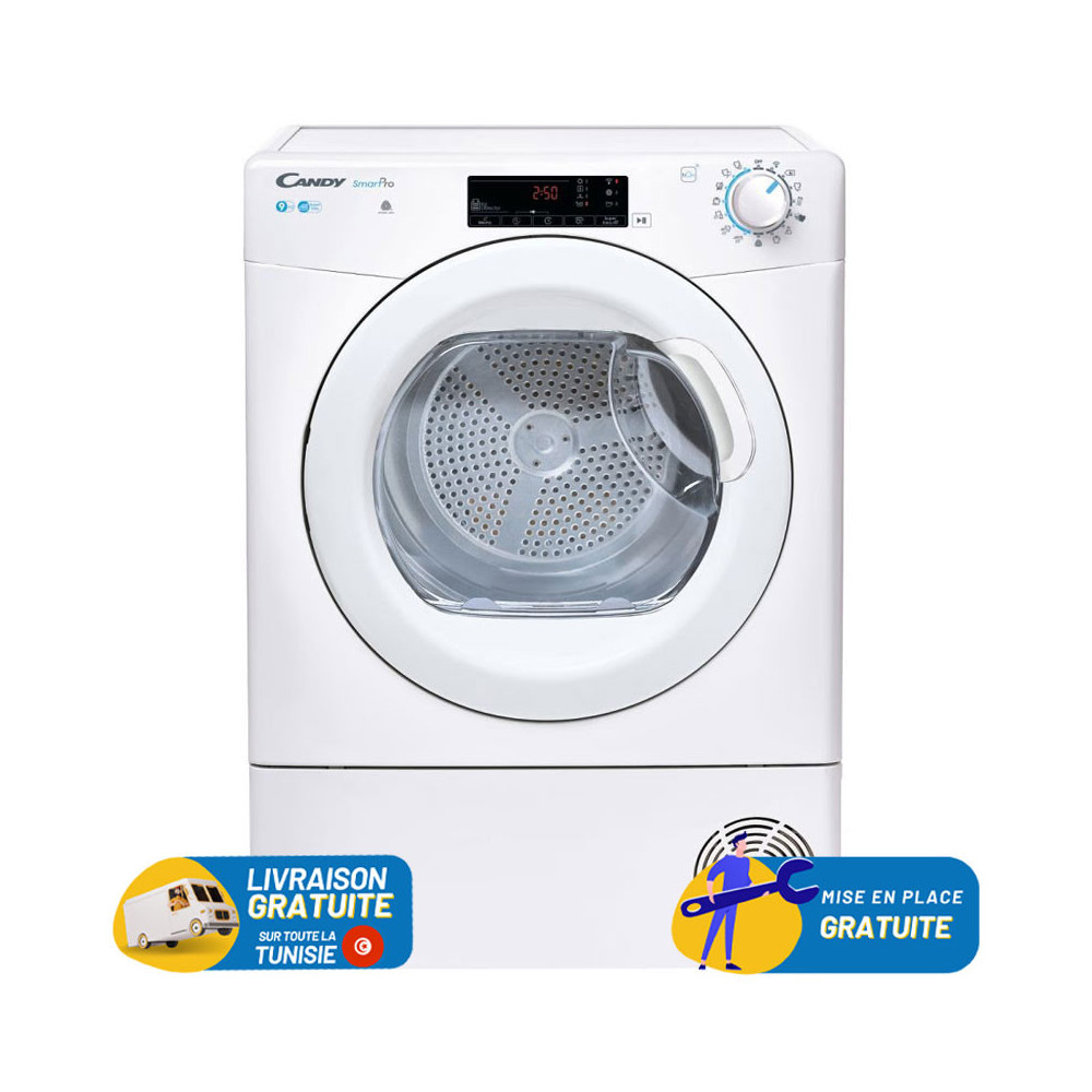 SECHE LINGE CANDY 9KG SMART A CONDENSATION POSE LIBRE / BLANC