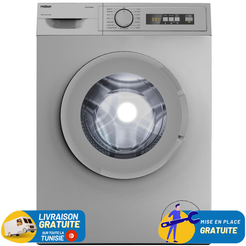 LAVE LINGE PREMIUM POSE LIBRE 8KG 1000 tr / SILVER / ALLP81000-S01