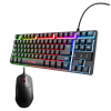 Pack Clavier Gamer Filaire TRUST Thado GXT 833 / Noir Avec Souris Gaming SteelSeries Prime+ / Noir