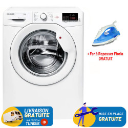 LAVE LINGE FRONTAL HOOVER 7KG BLANC + Fer à Repasser Floria Gratuit