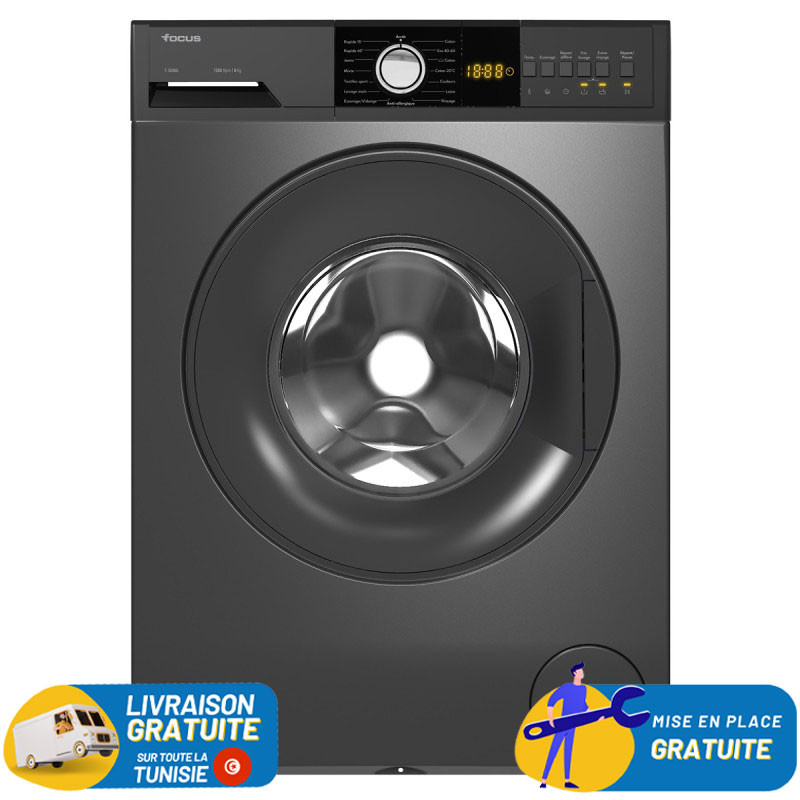 Machine à Laver Frontale Focus F.1208G / 8 Kg / 1200 Tours / Gris  / F.1208G