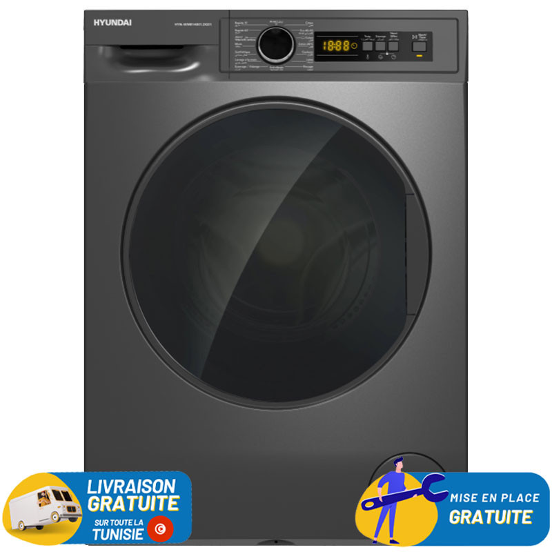 LAVE LINGE HYUNDAI 8KG INVERTER 1400 TR / Dark INOX