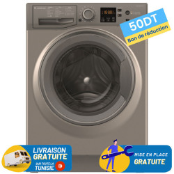 Machine à laver Frontale Ariston NS823CGGMA / 8 KG / Silver avec Moteur Inverter + 50DT Bon de Réduction