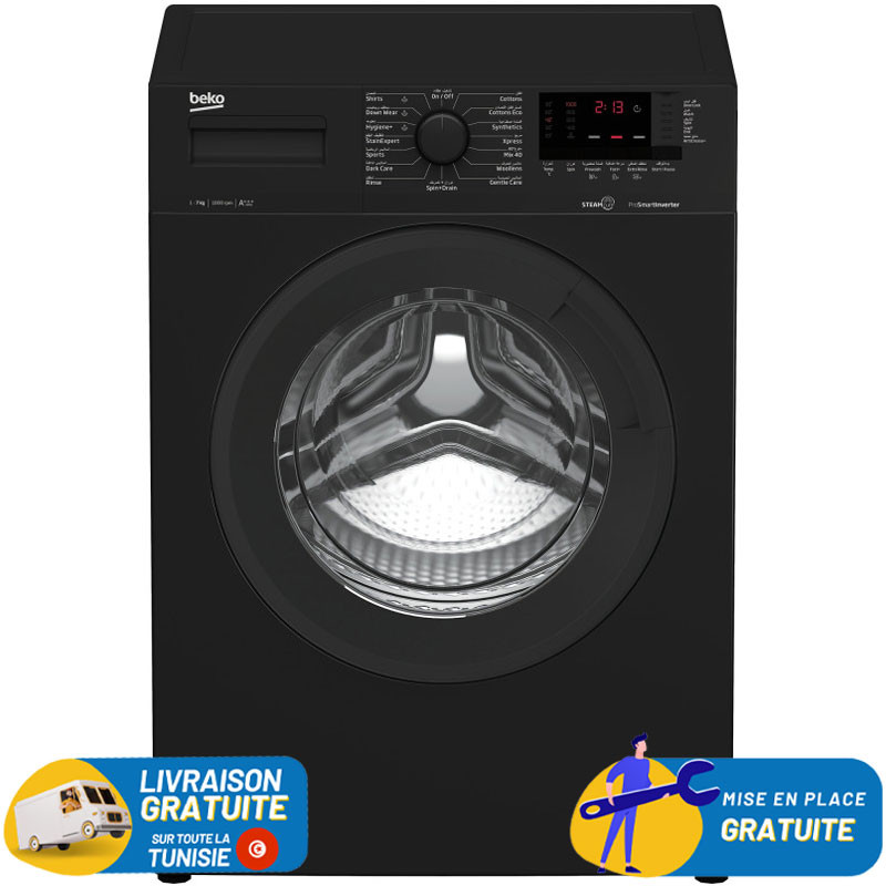 LAVE LINGE BEKO 7KG 1000trs INVERTER / Noir / WUE7612XAA