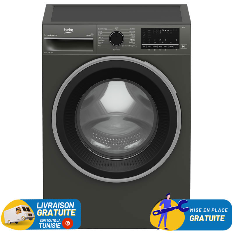 Machine a laver BEKO 12kg SMART INVERTER / Gris Foncé / B3WFT51242MG2699