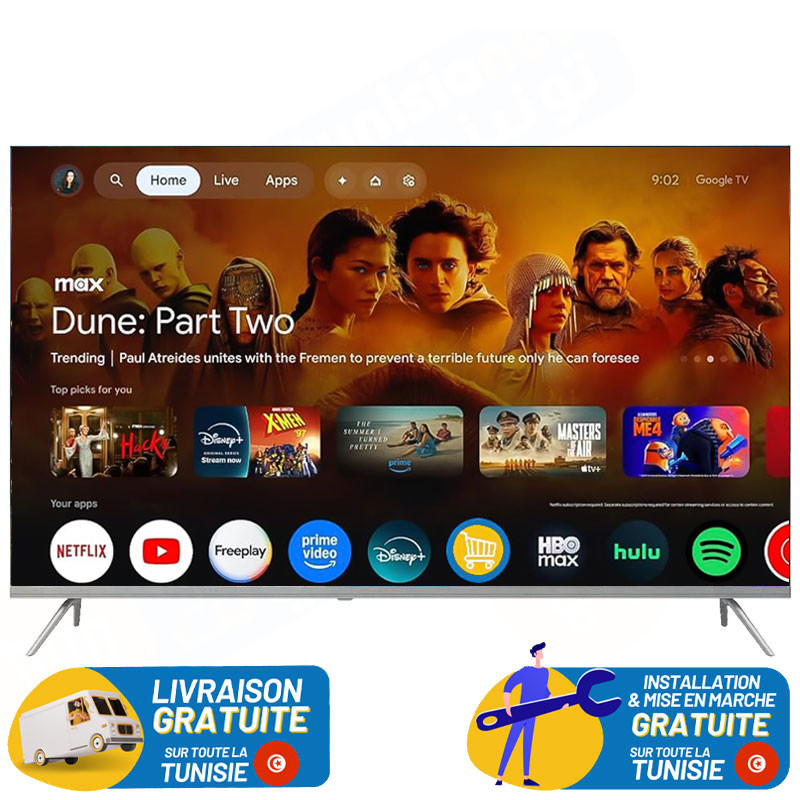 TV 50" QLED TELEFUNKEN G4FN GOOGLE TV 4K AVEC RÉCEPTEUR INTÉGRÉ