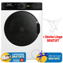 Machine à Laver BRANDT 12Kg INVERTER / BLANC + Sèche Linge plastique Gratuit