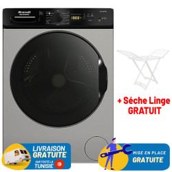 Machine à Laver BRANDT 12Kg INVERTER / Silver + Sèche Linge plastique Gratuit