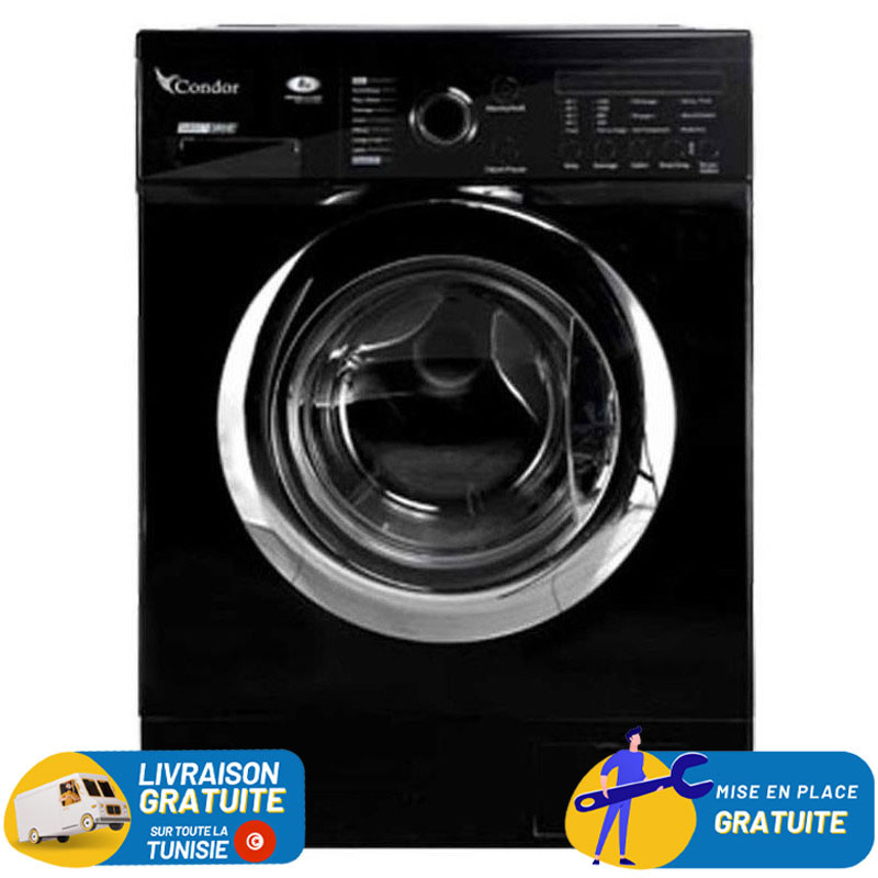 Lave linge Frontale CONDOR CON-F812DB / 8 KG / 1200 trs / Noir