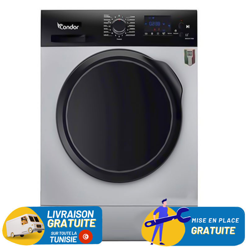 Machine à laver Frontale Condor / 9 Kg / Silver / CON-F912DS