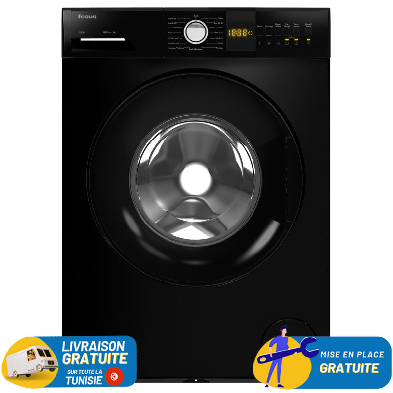 Machine à Laver Frontale Focus / 8 Kg / 1200 Tours / Noir / F.1208B