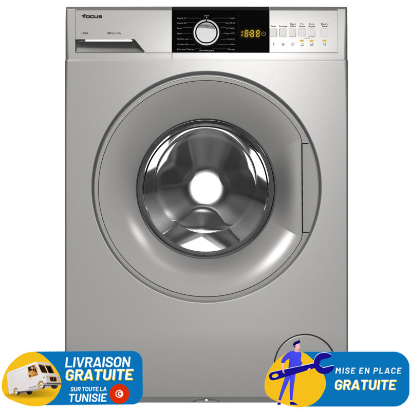 Machine à Laver Frontale Focus F.1208S / 8 Kg / 1200 Tours / Silver / F.1208S