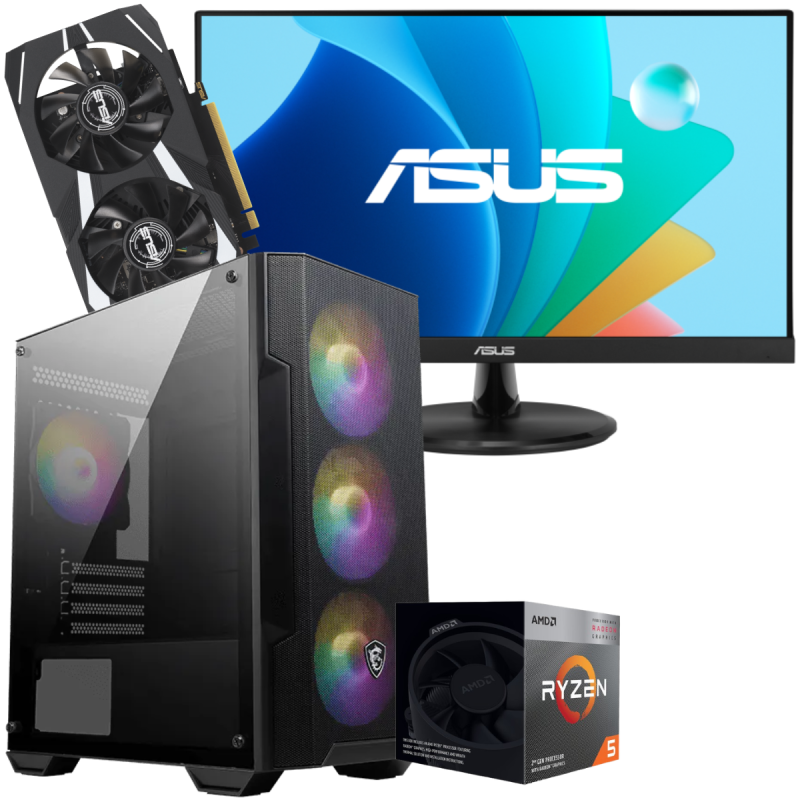 Setup Gamer Special Pc de Bureau Gaming / Ryzen 5 3600 / RTX 3050 6G / 16 Go Avec Écran Asus VP229HF 22" LED Full HD IPS / 100 Hz
