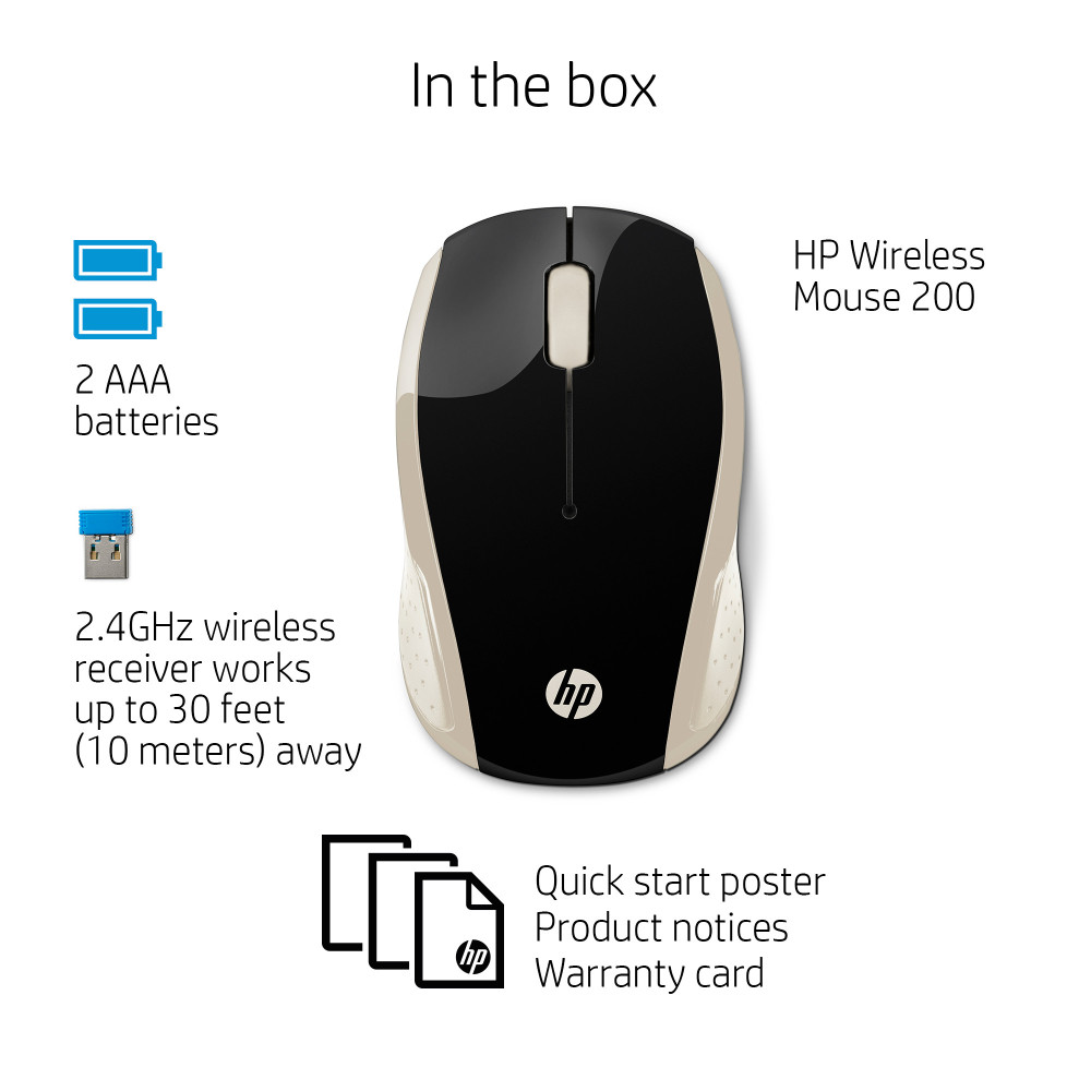 Souris Sans Fil HP 200 / Gold