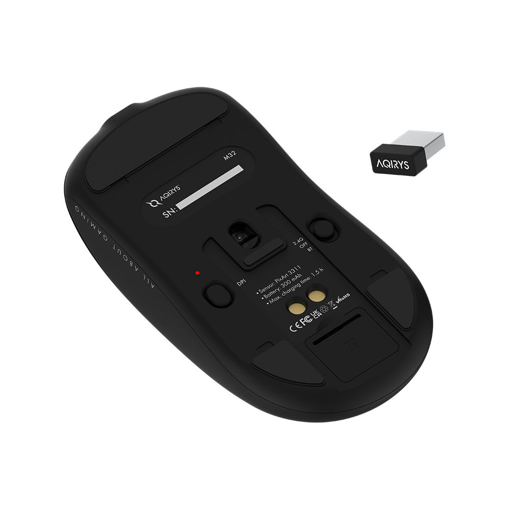 Souris Gaming Sans Fil AQIRYS M32 / RGB / Noir