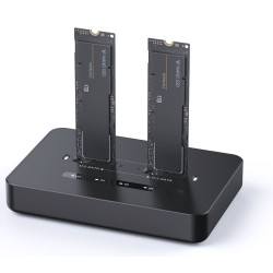 Station d'accueil Gembird double disque SSD USB Type-C M.2 NVMe et SATA