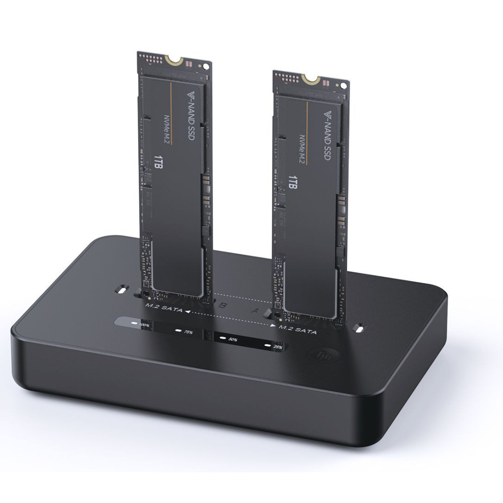 Station d'accueil Gembird double disque SSD USB Type-C M.2 NVMe et SATA