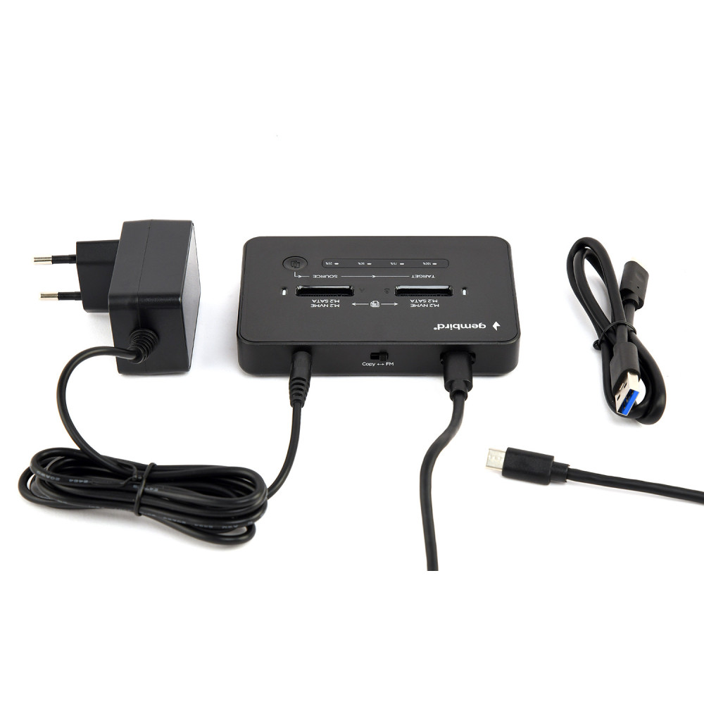 Station d'accueil Gembird double disque SSD USB Type-C M.2 NVMe et SATA