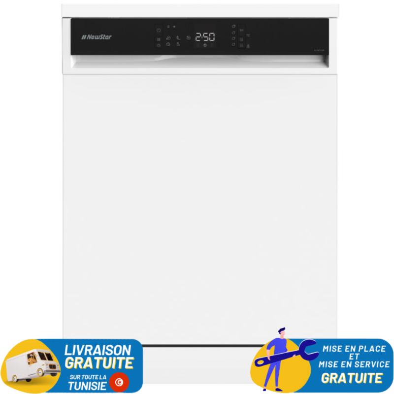 Lave vaisselle Newstar 12 Couverts Avec afficheur / Blanc