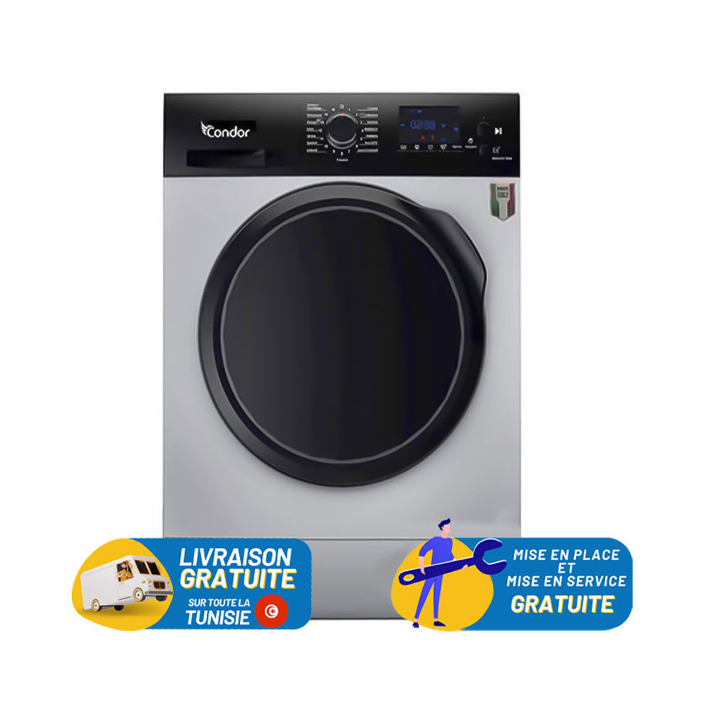 Machine à laver Frontale Condor / 9 Kg / Silver / CON-F912DS