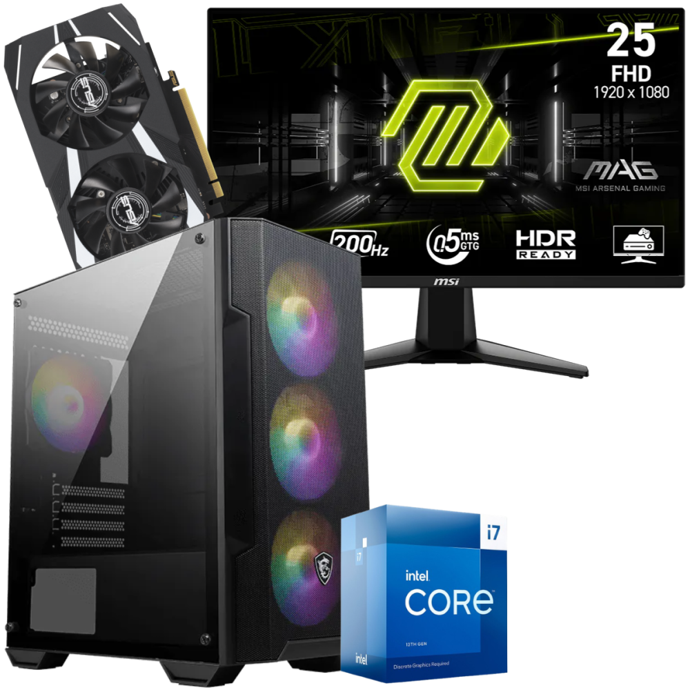 Setup Gamer Special Pc de Bureau Gaming / i7-13700F / RTX 3050 3G / 32 Go Avec Écran Gaming MSI MAG 24.5" Full HD IPS / 200 Hz