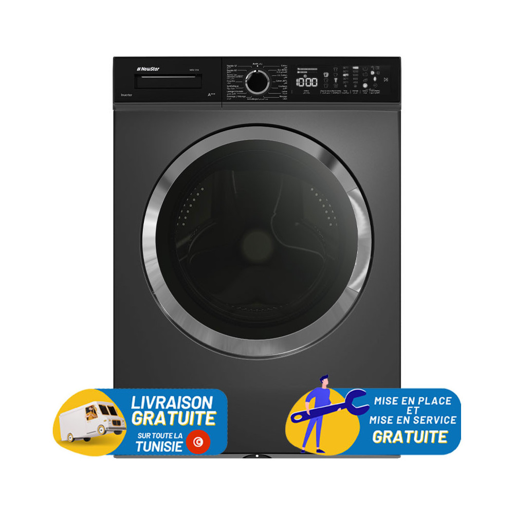 MACHINE A LAVER AUTOMATIQUE NEWSTAR 12 KG  DARK INOX BIG DOOR