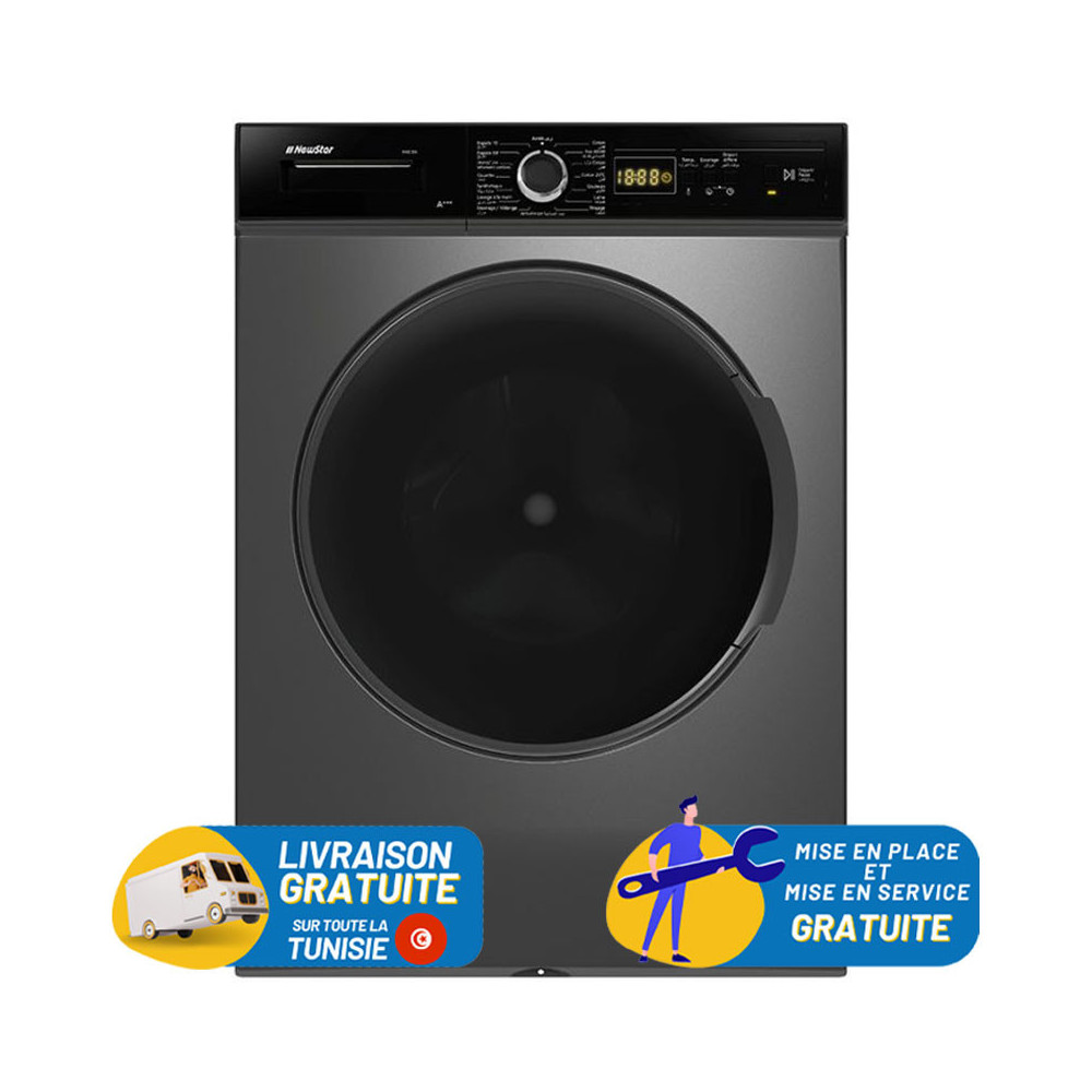 MACHINE A LAVER AUTOMATIQUE NEWSTAR 9KG / DARK INOX / BIG DOOR / MFA0910DX