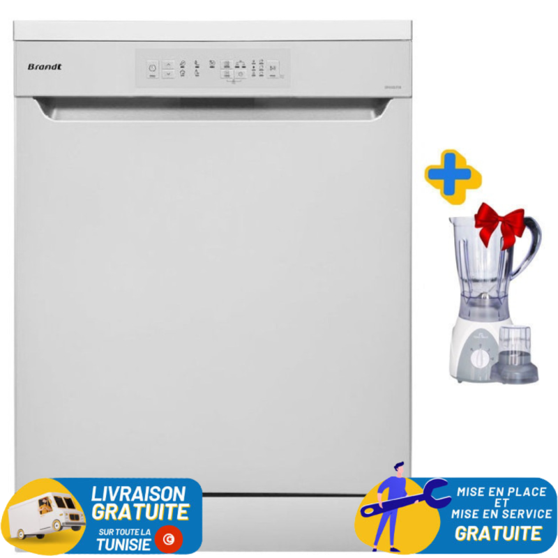 Lave Vaisselle BRANDT 13 Couverts / BLANC + Blender 2en1 Offert