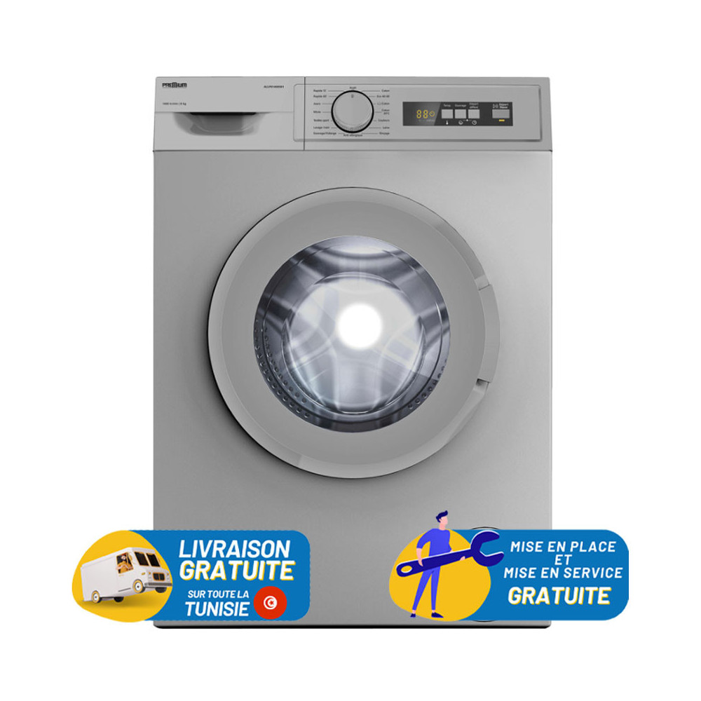 LAVE LINGE PREMIUM POSE LIBRE 8KG 1000 tr / SILVER / ALLP81000-S01