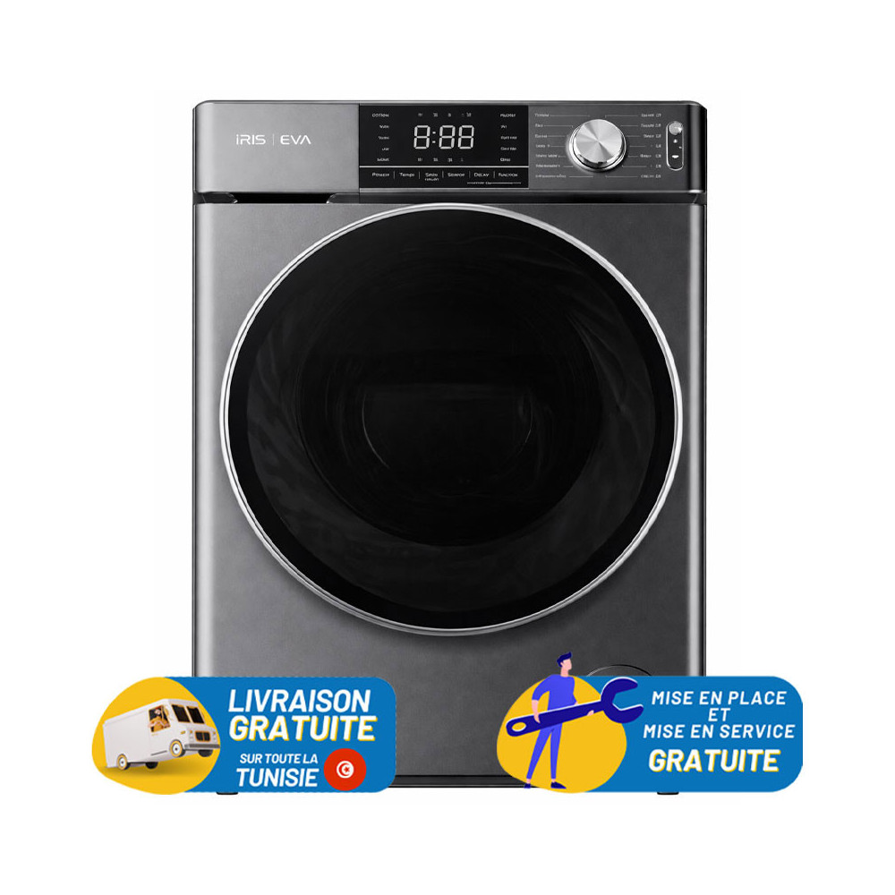Machine à Laver Automatique IRIS EVA 12 KG / DARK SILVER