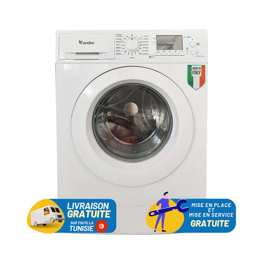 Machine à laver Frontale Condor / 9 Kg / Blanc