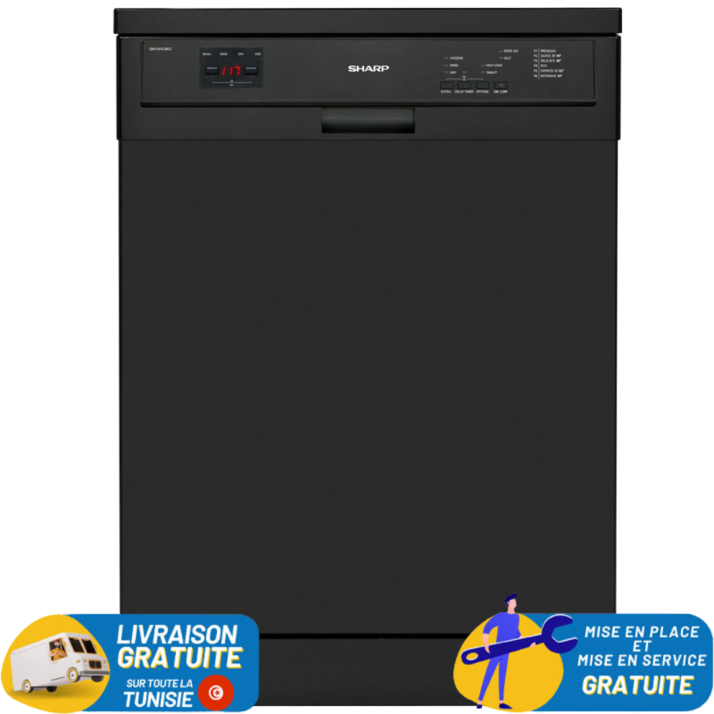 Lave Vaisselle Sharp 15 Couverts / Noir (QW-V615-BK3)