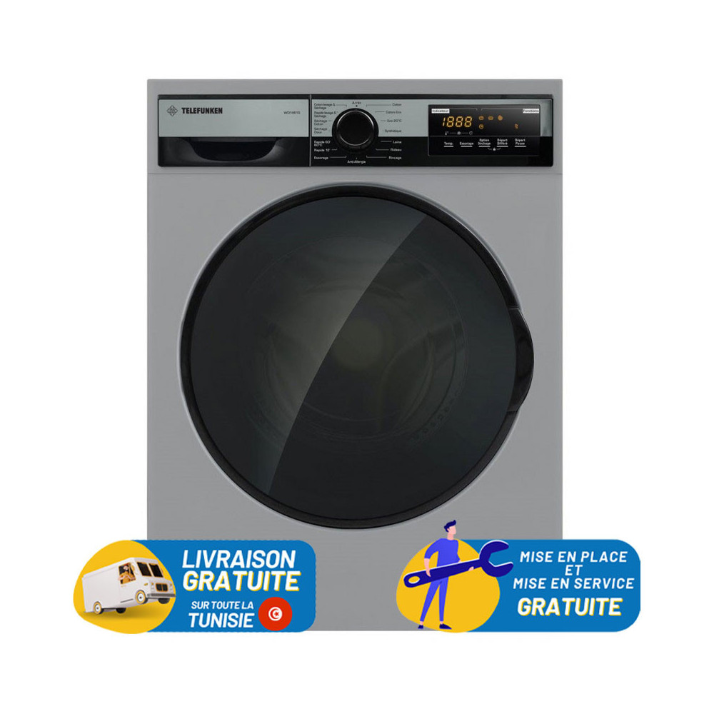Lavante Séchante Telefunken MACH9-WD1461S / 9 Kg / Silver