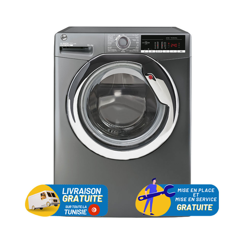 Lave linge Hoover H-WASH 300 LITE 10.5 KG Smart / 1400 trs / Silver