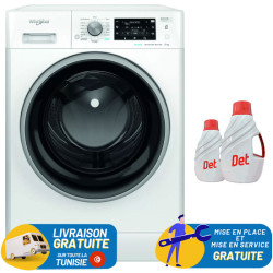 Machine à laver HUBLOT POSABLE Whirlpool FFWD 9248 WBS V NA / 9 Kg / Blanc + Det 2.5L + Det 1L Offerts
