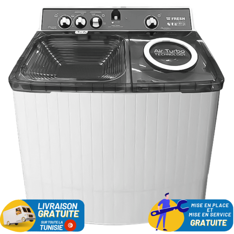 Machine à Laver Semi Automatique Fresh TTW-13G 13Kg Blanc & Gris