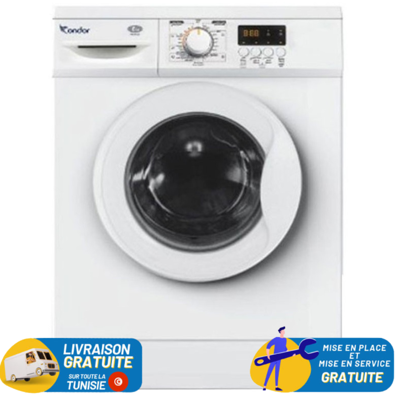 Lave linge Frontale CONDOR WF6-A12W / 6 KG / 1000 trs / Blanc