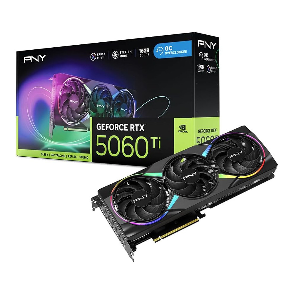 Carte graphique PNY GeForce RTX 5060 Ti 16 Go GDDR7 OC RGB Triple Fan