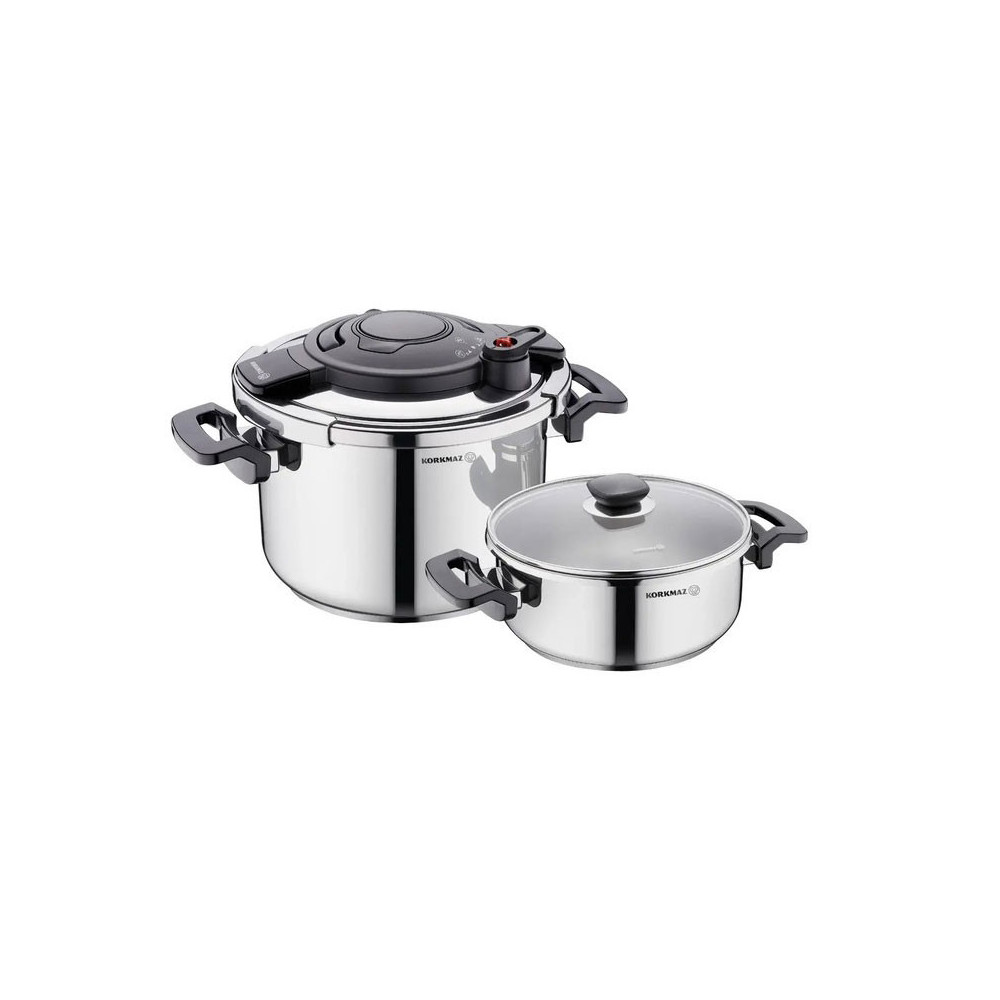 Set Cocotte KORKMAZ Alessa 7 Litres + Faitout 4L / Inox