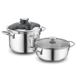 Set ALIA COCOTTE KORKMAZ 7 Litres ET Faitout 4 Litres / INOX / A171