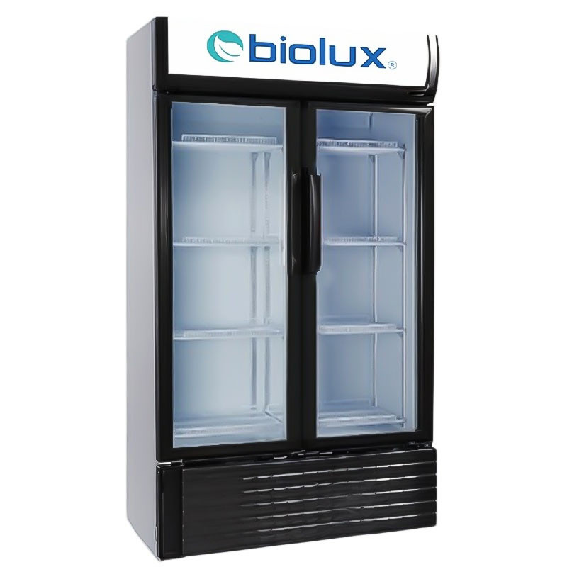 Réfrigérateur Vitrine BIOLUX Double Portes 450 Litres / Noir / avec afficheur