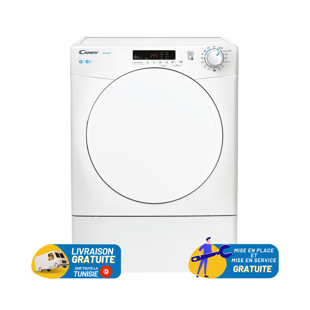 Sèche linge CANDY Smart 9KG à évacuation / BLANC