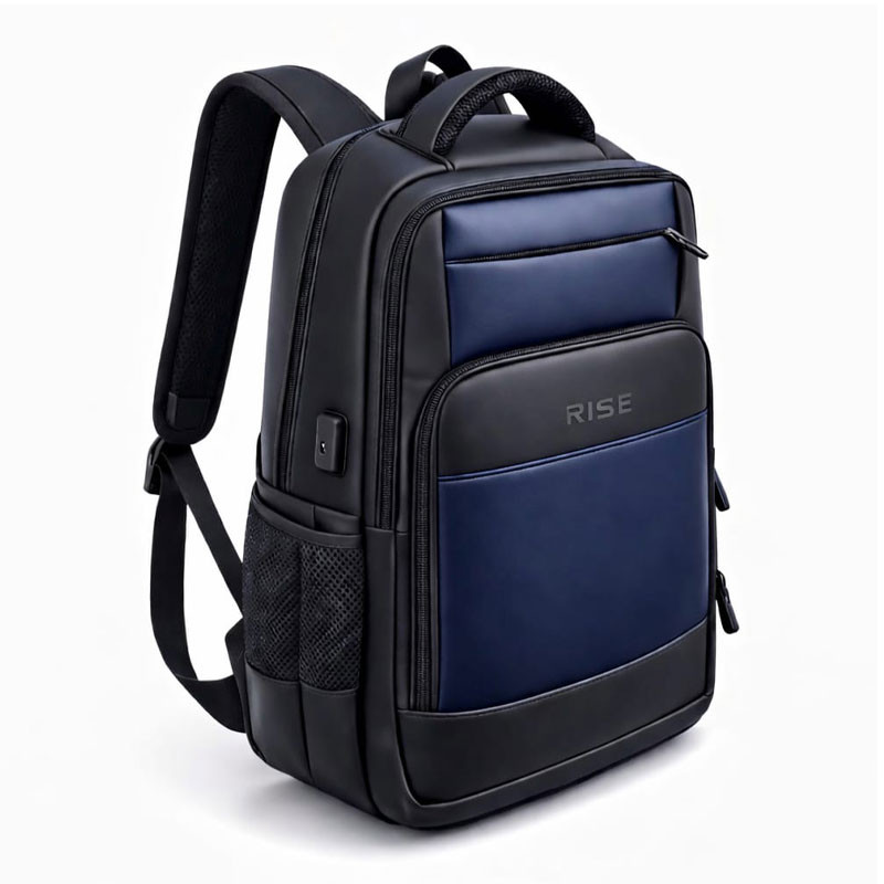 SAC A DOS RISE 16.1'' avec PORT USB (Type A & Type C) / Noir et Bleu