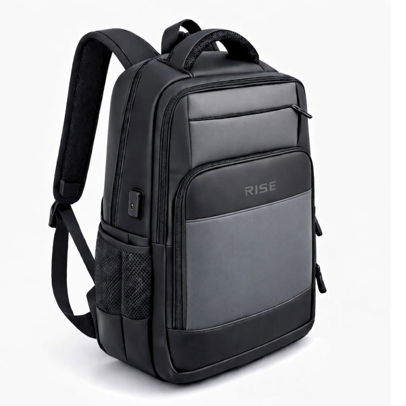 SAC A DOS RISE 16.1'' avec PORT USB (Type A & Type C) / Noir et Gris