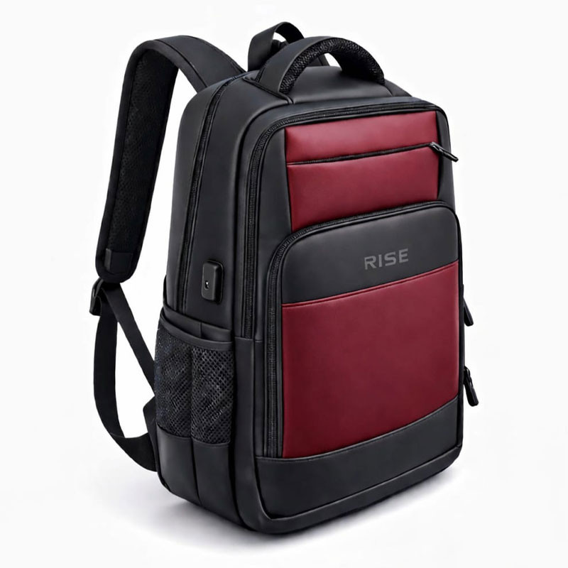 SAC A DOS RISE 16.1'' avec PORT USB (Type A & Type C) / Noir et Rouge