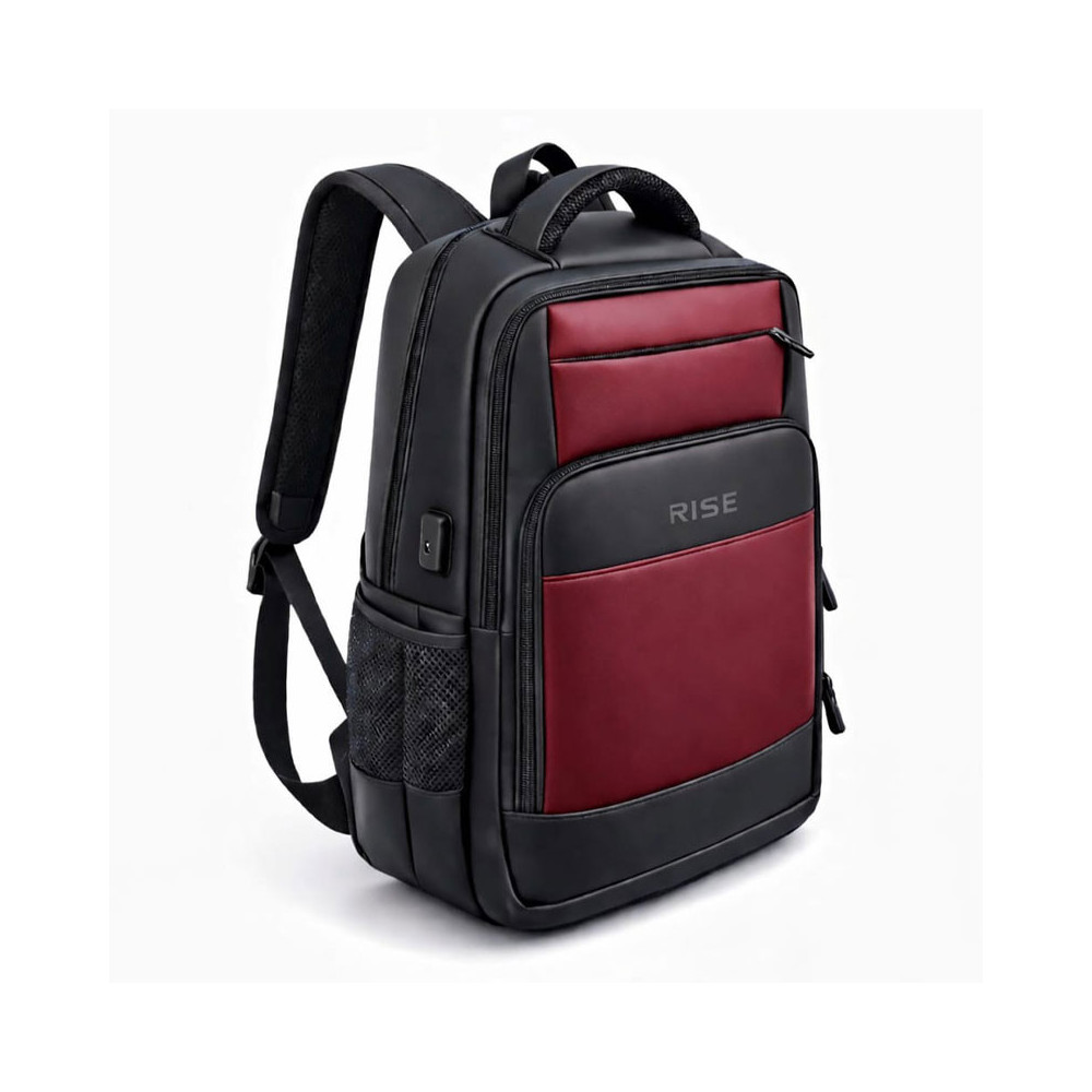 SAC A DOS RISE 16.1'' avec PORT USB (Type A & Type C) / Noir et Rouge