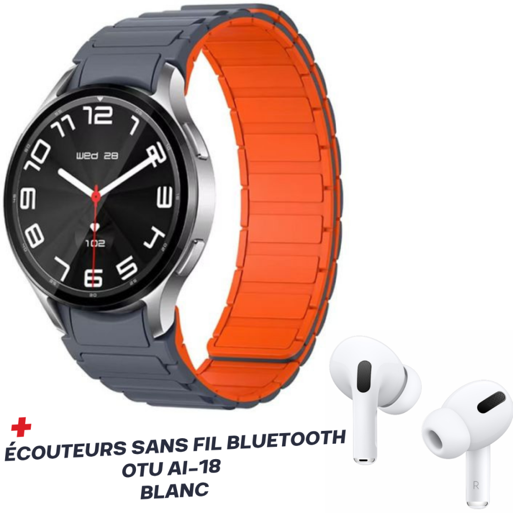 Montre Connectée COLMI i28 Ultra Métal / Silver Avec Écouteurs Sans Fil Bluetooth  OTU AI-18 Blanc