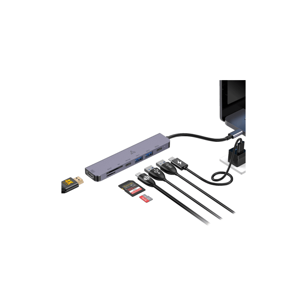 Hub SBOX 7en1 USB-C H-999 / Gris