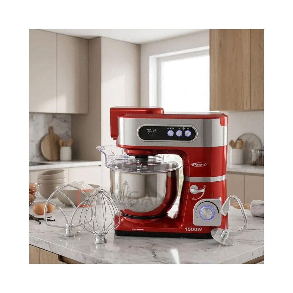 Robot pétrin Florence 6 Litres / 1500W / Rouge
