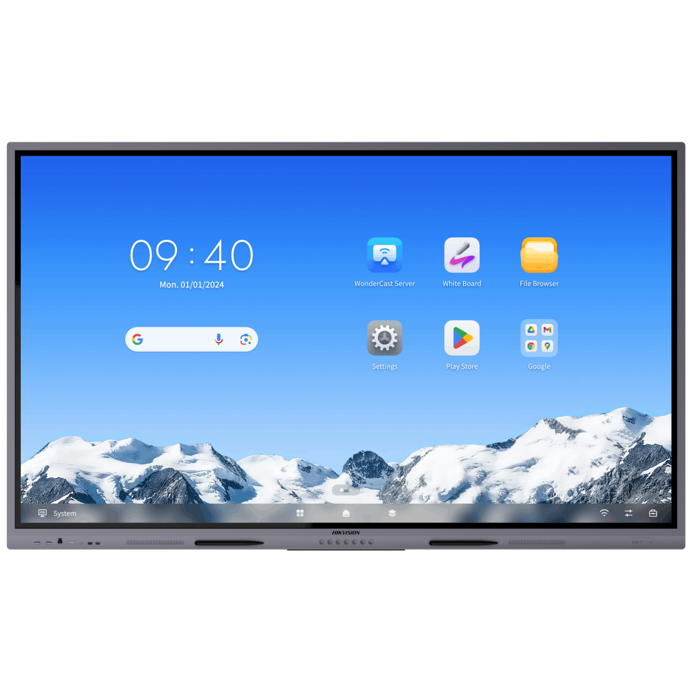 ÉCRAN Interactif HIKVISION 75" UHD 4K 60Hz VA 5ms 8GB 128GB Android 14 WiFi HDMI-USB-Type C EDLA